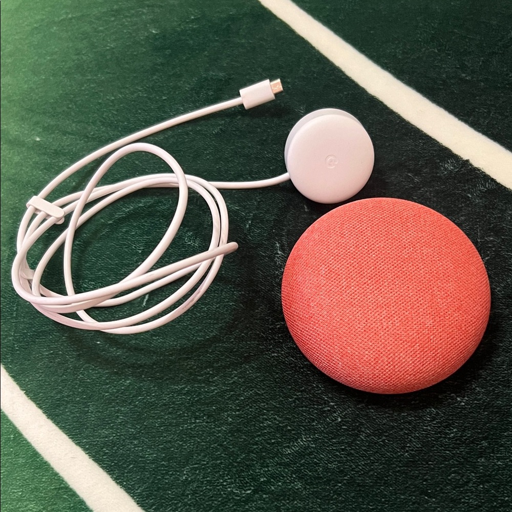 Google Home Mini with charger, Salmon Color, Excellent condition
